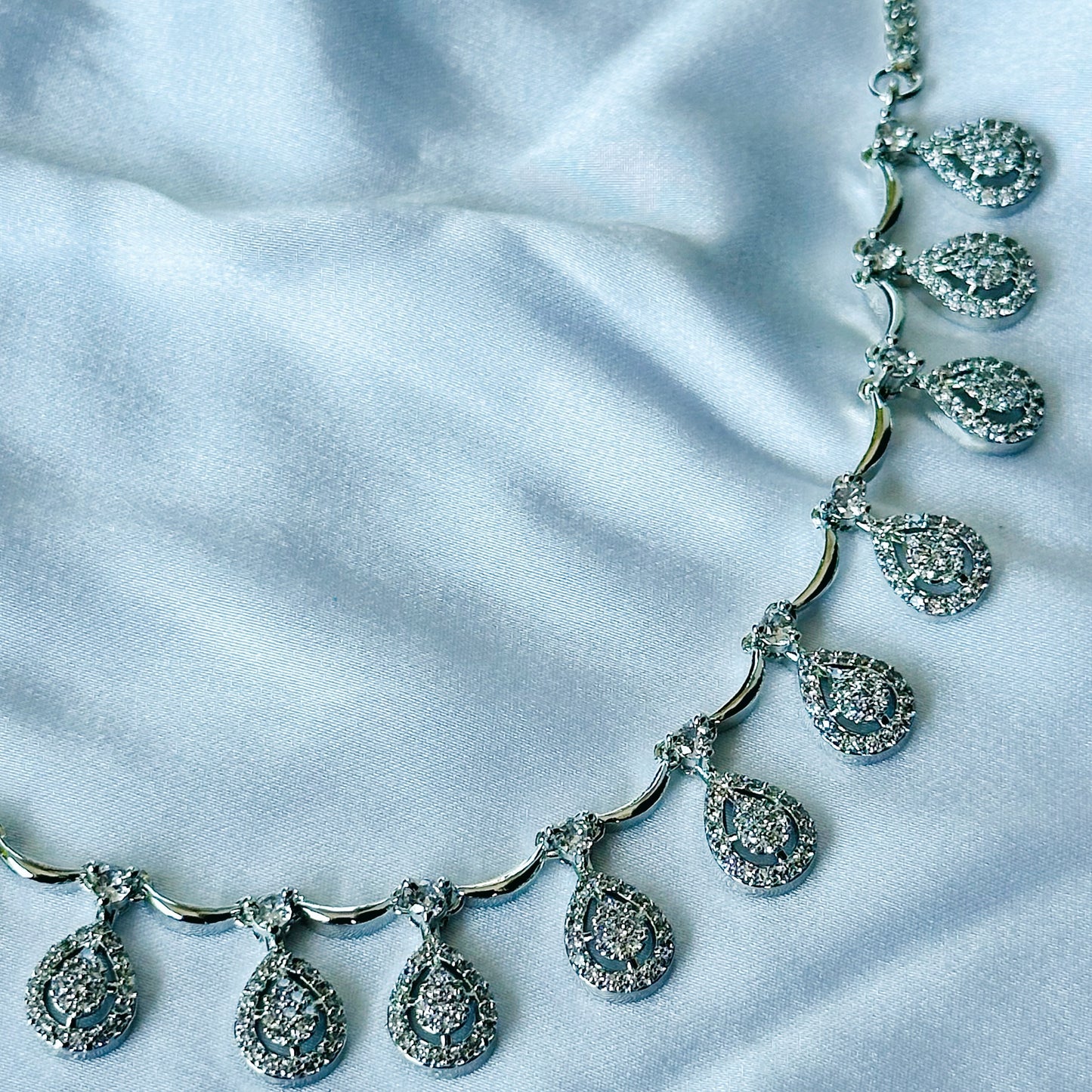 American Diamond Silver Plated Necklace Set