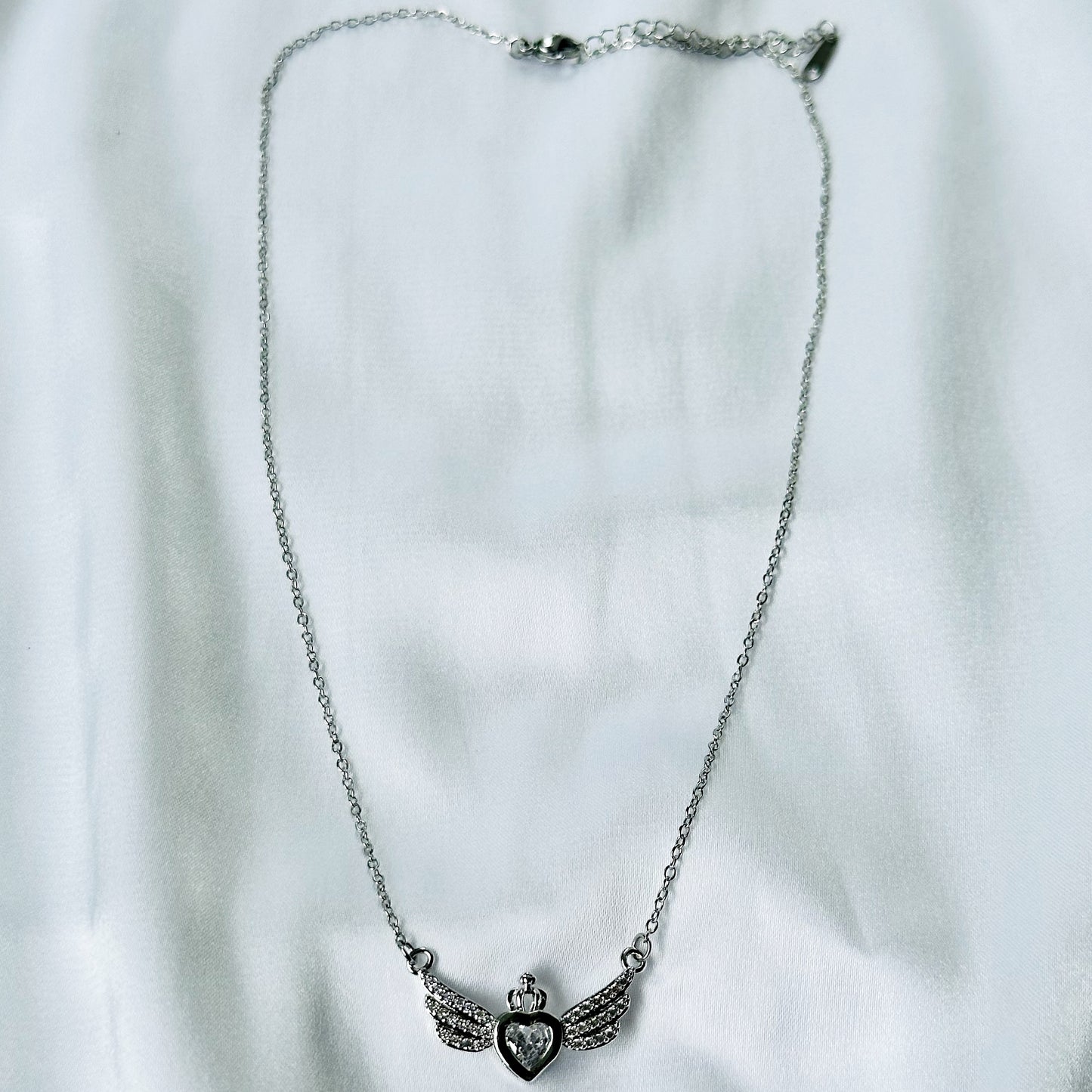 American Diamond Silver Plated Stainless Steel Necklace