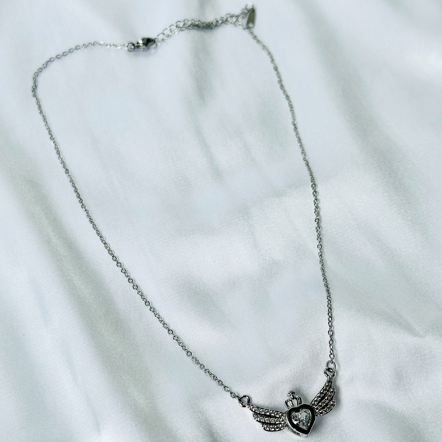 American Diamond Silver Plated Stainless Steel Necklace