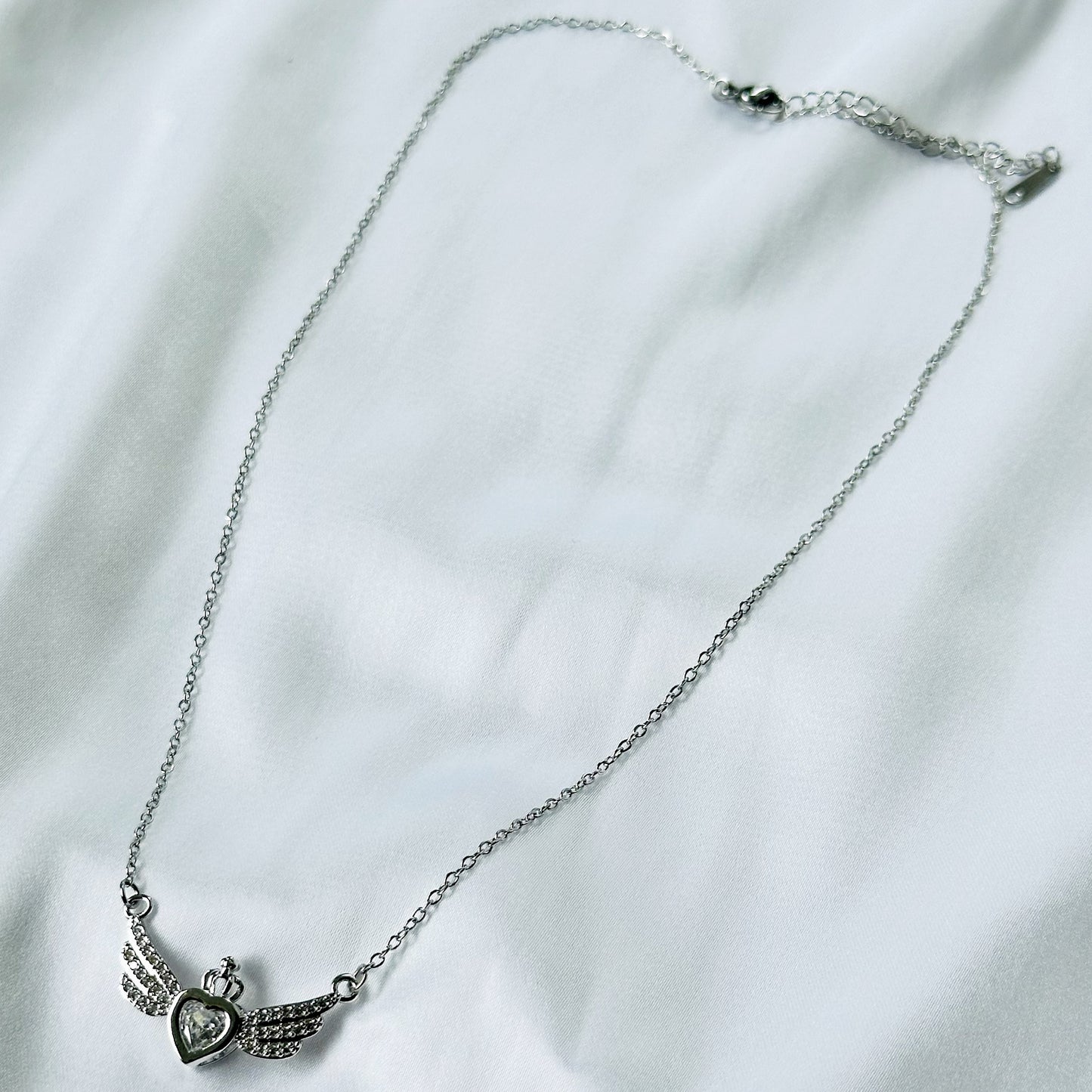 American Diamond Silver Plated Stainless Steel Necklace