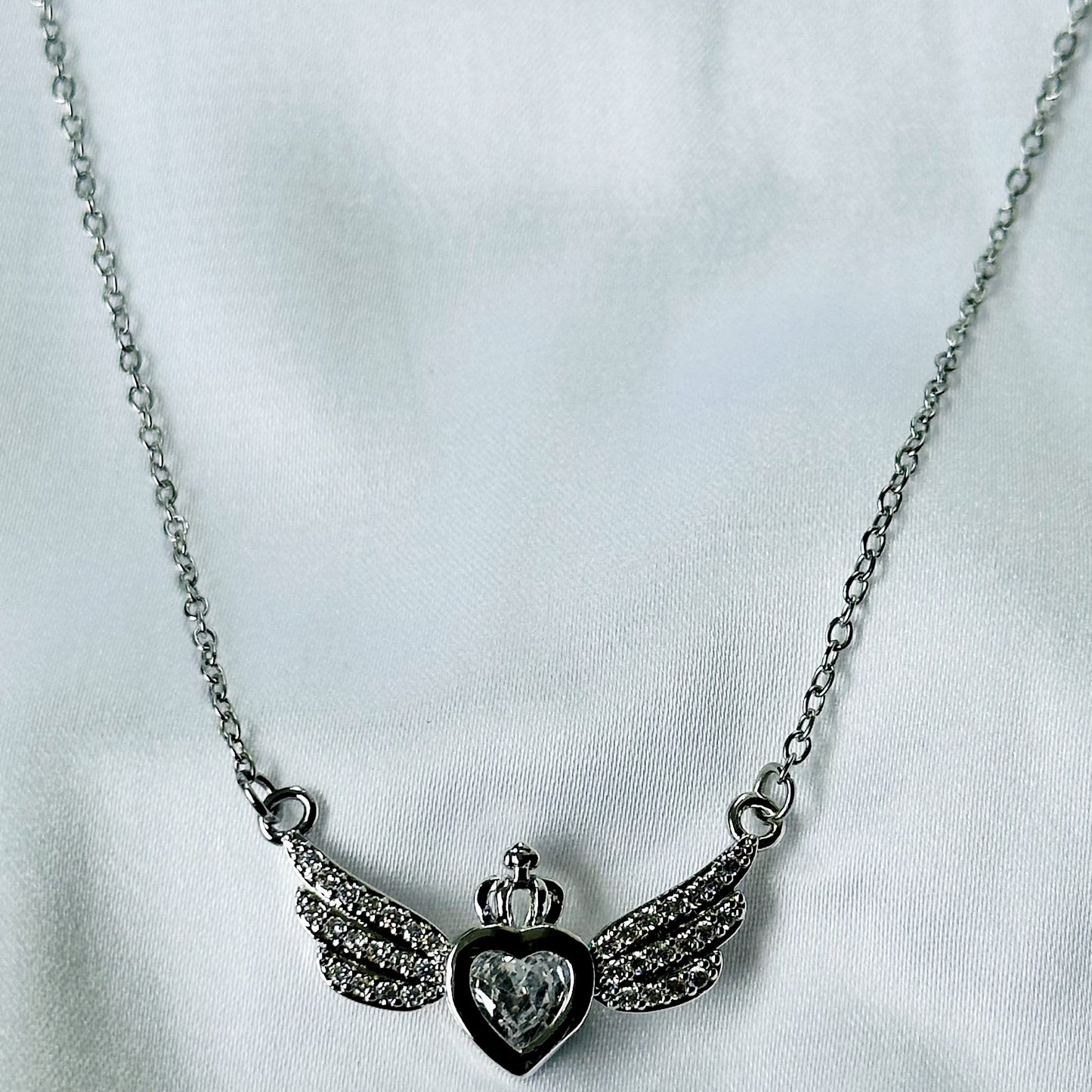 American Diamond Silver Plated Stainless Steel Necklace