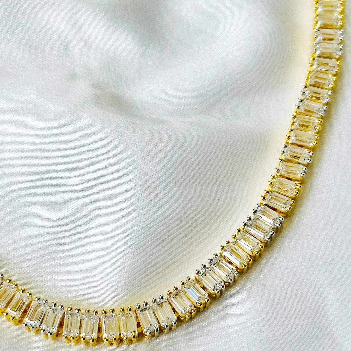 Solitaire Cubic Zirconia American Diamond Gold/Silver Plated Necklace Set