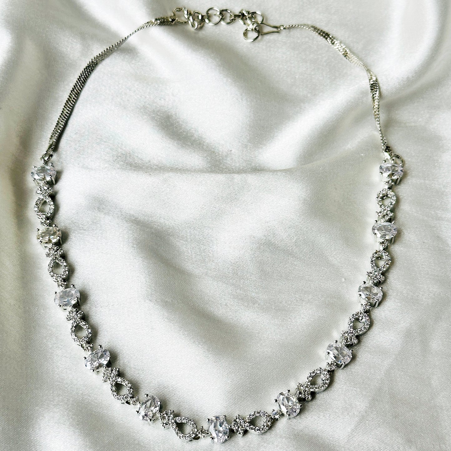 American Diamond Silver Plated Necklace Set