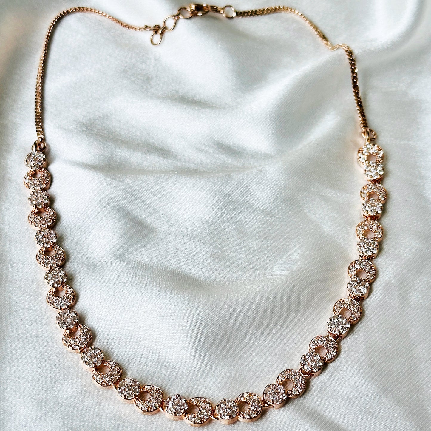 American Diamond Rose Gold Plated Necklace Set