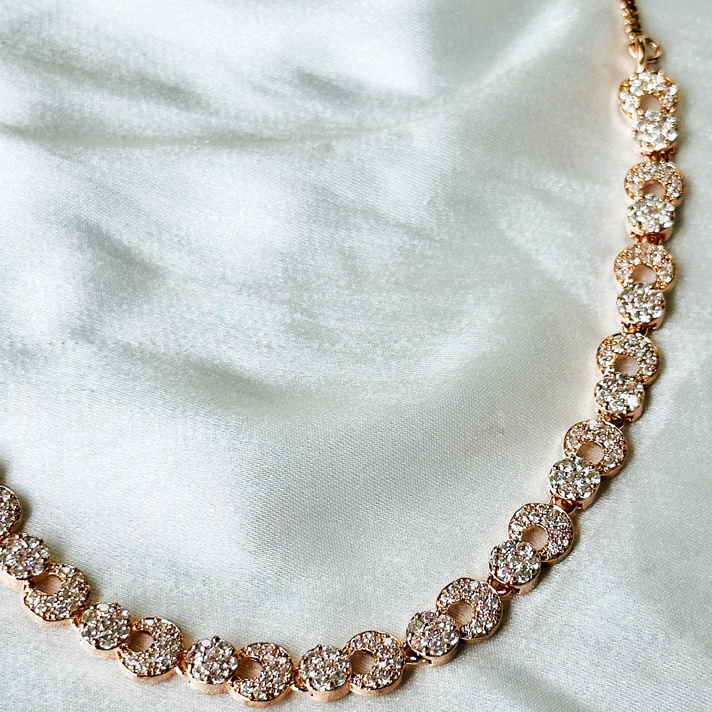 American Diamond Rose Gold Plated Necklace Set