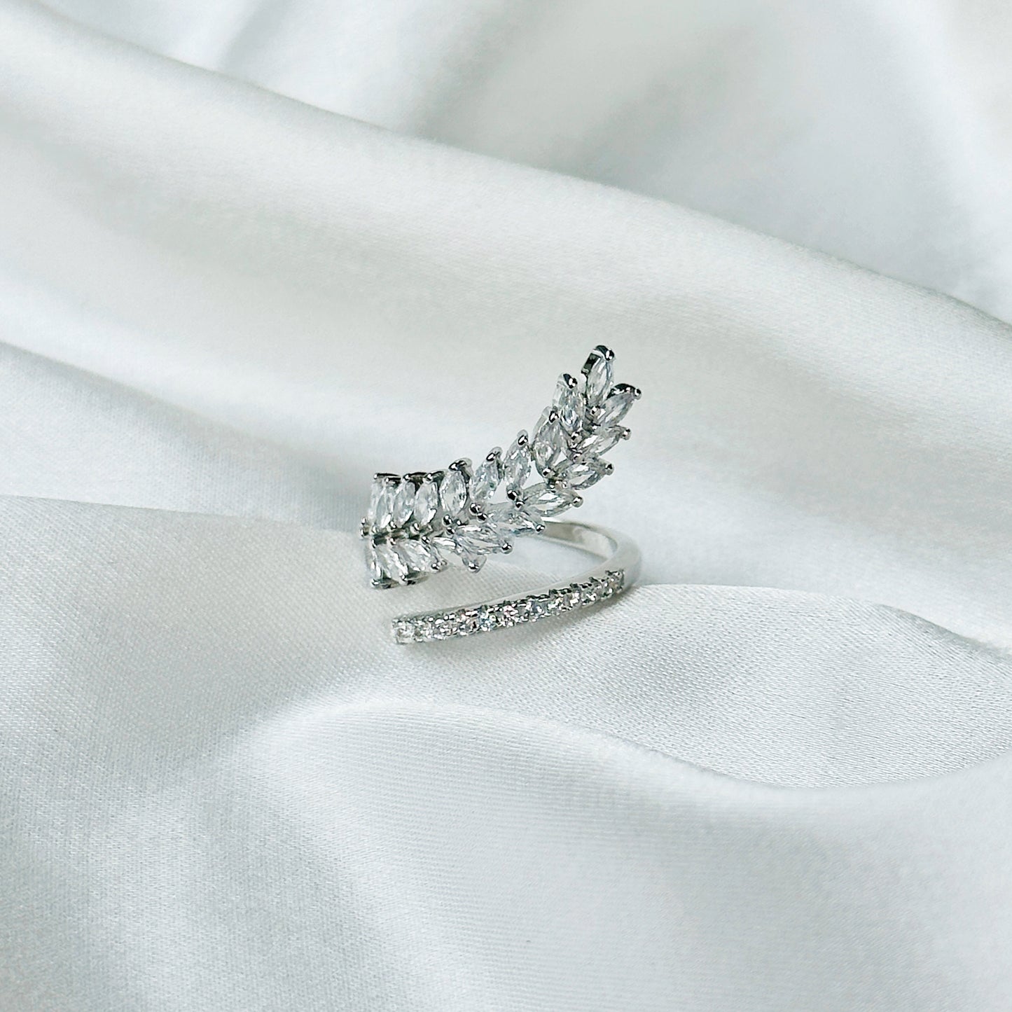 American Diamond Silver Plated Adjustable Ring