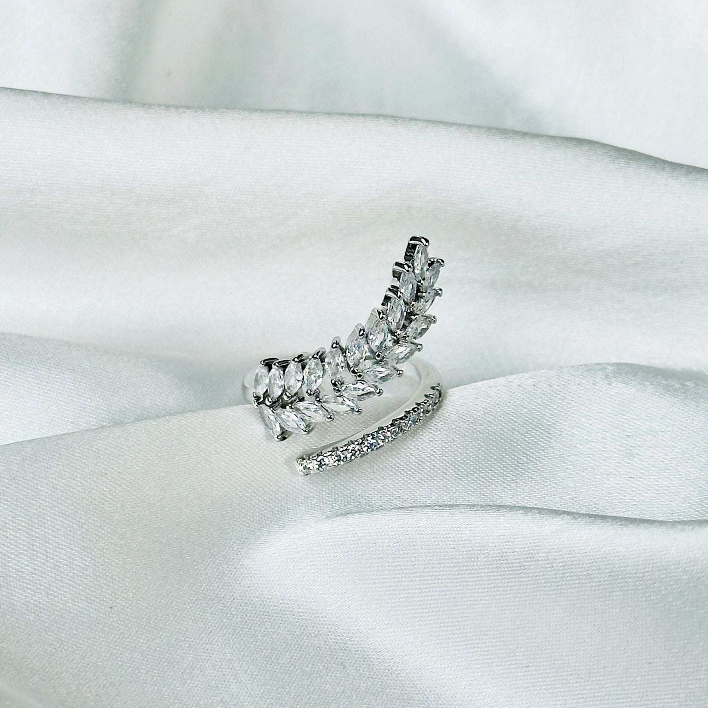 American Diamond Silver Plated Adjustable Ring
