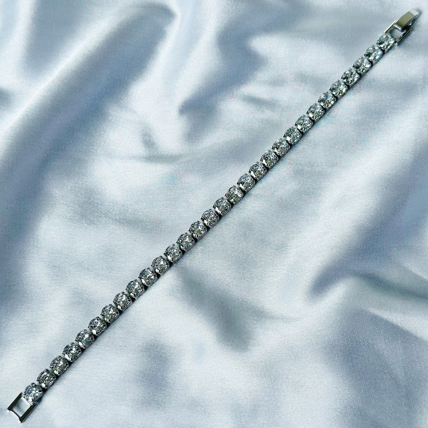 American Diamond Silver Plated Tennis Chain Bracelet