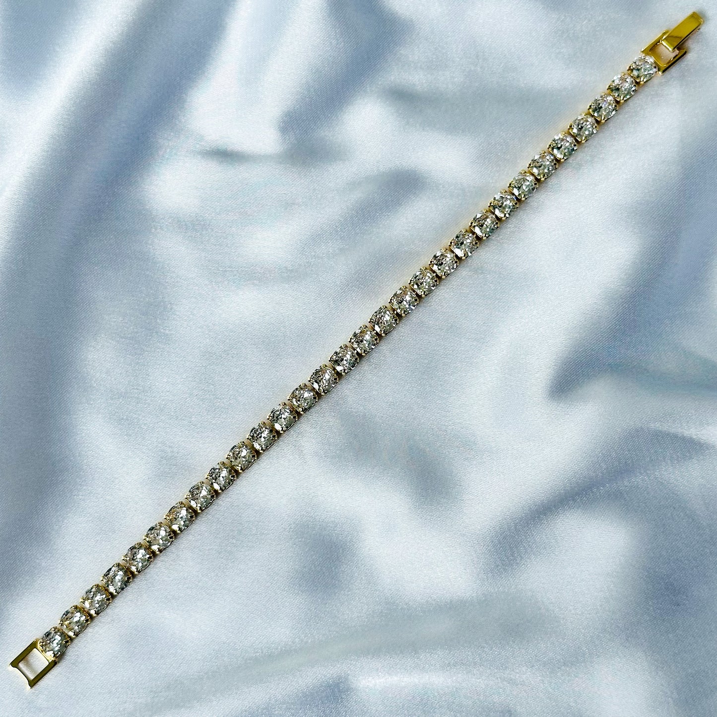 American Diamond Gold Plated Tennis Chain Bracelet
