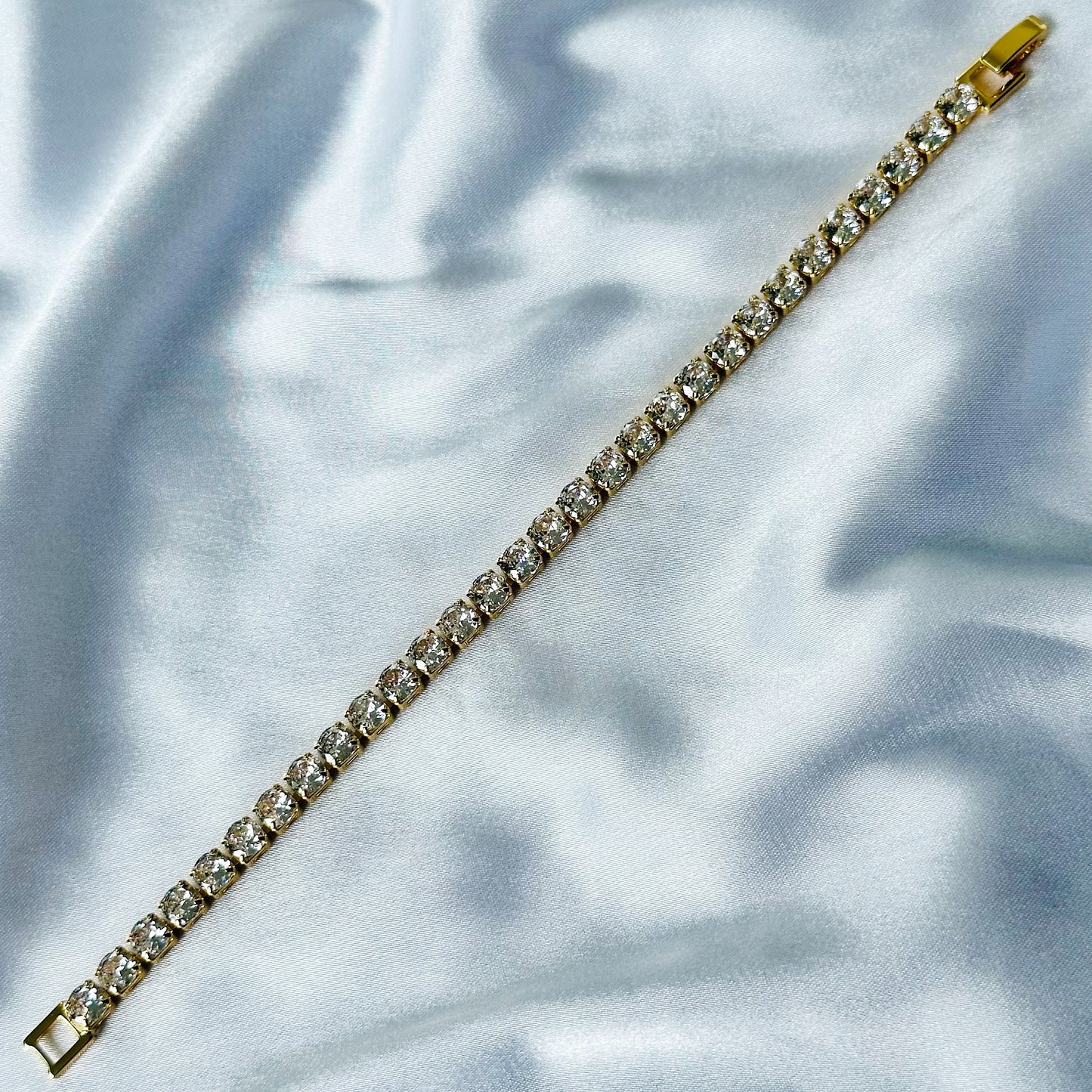American Diamond Gold Plated Tennis Chain Bracelet