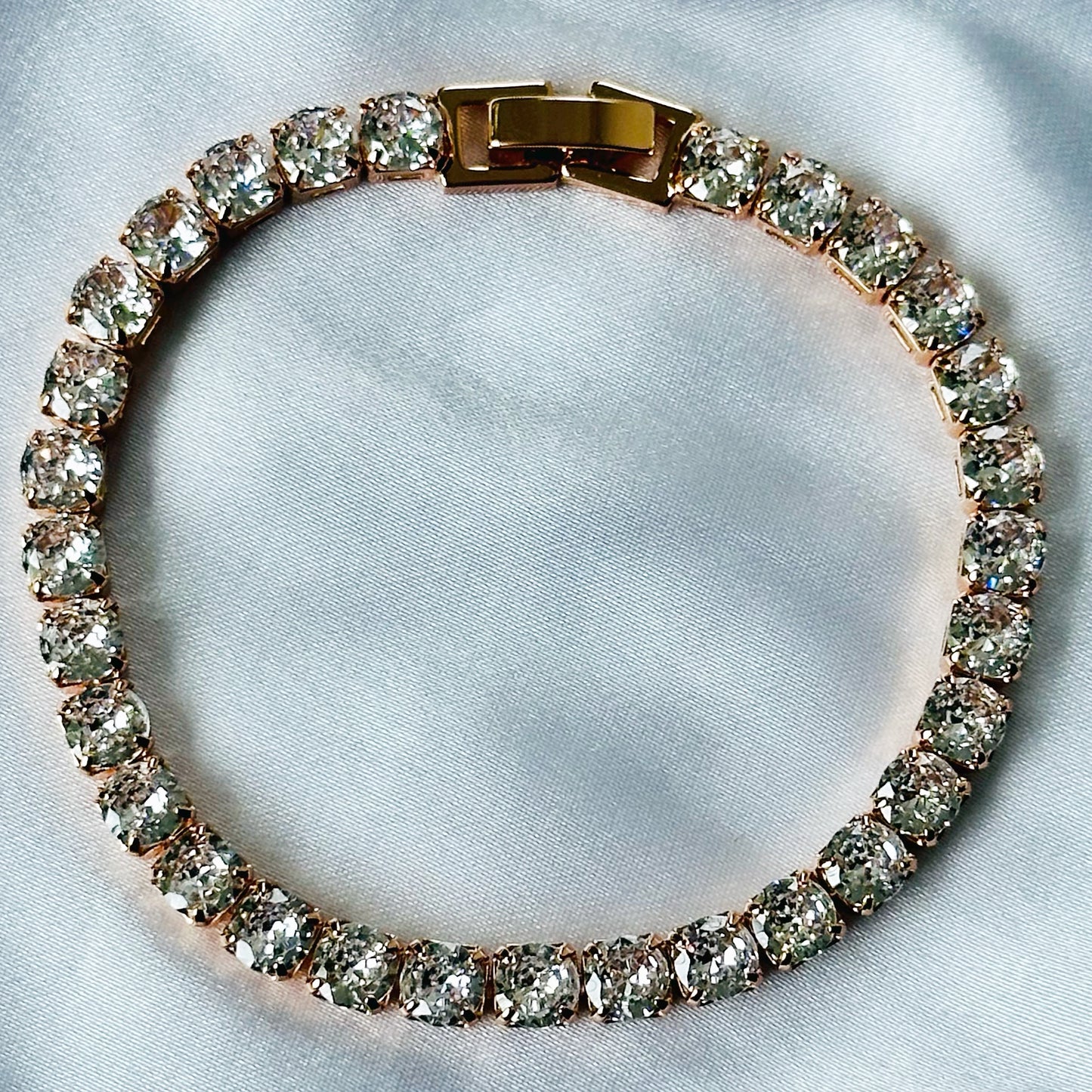 American Diamond Rose Gold Plated Tennis Chain Bracelet