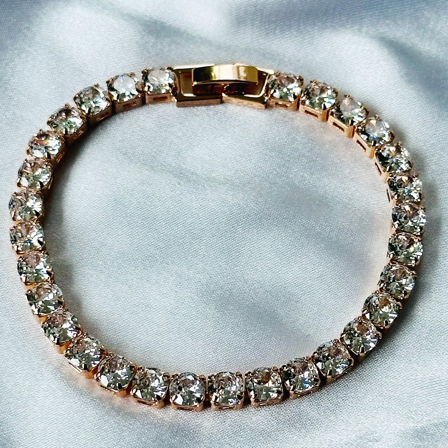 American Diamond Rose Gold Plated Tennis Chain Bracelet