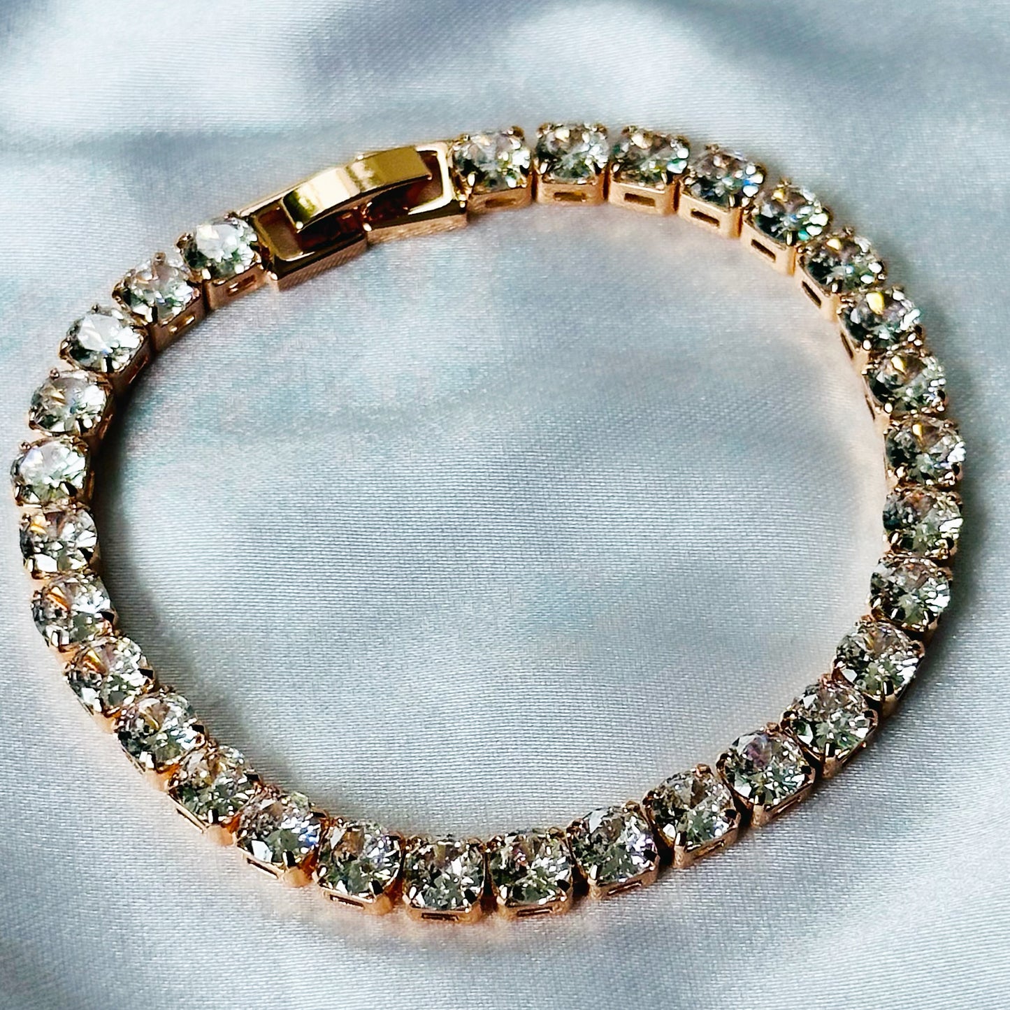 American Diamond Rose Gold Plated Tennis Chain Bracelet