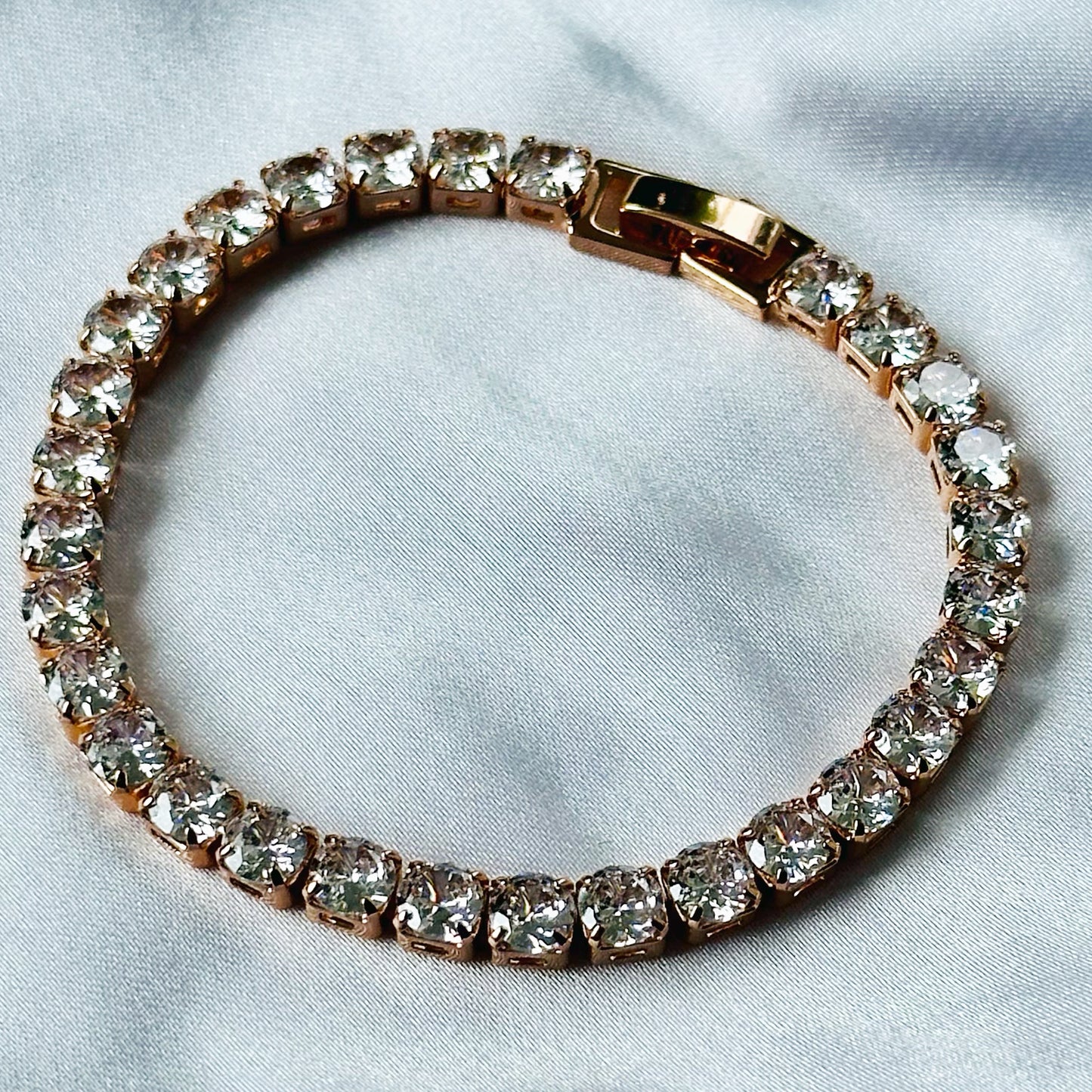 American Diamond Rose Gold Plated Tennis Chain Bracelet