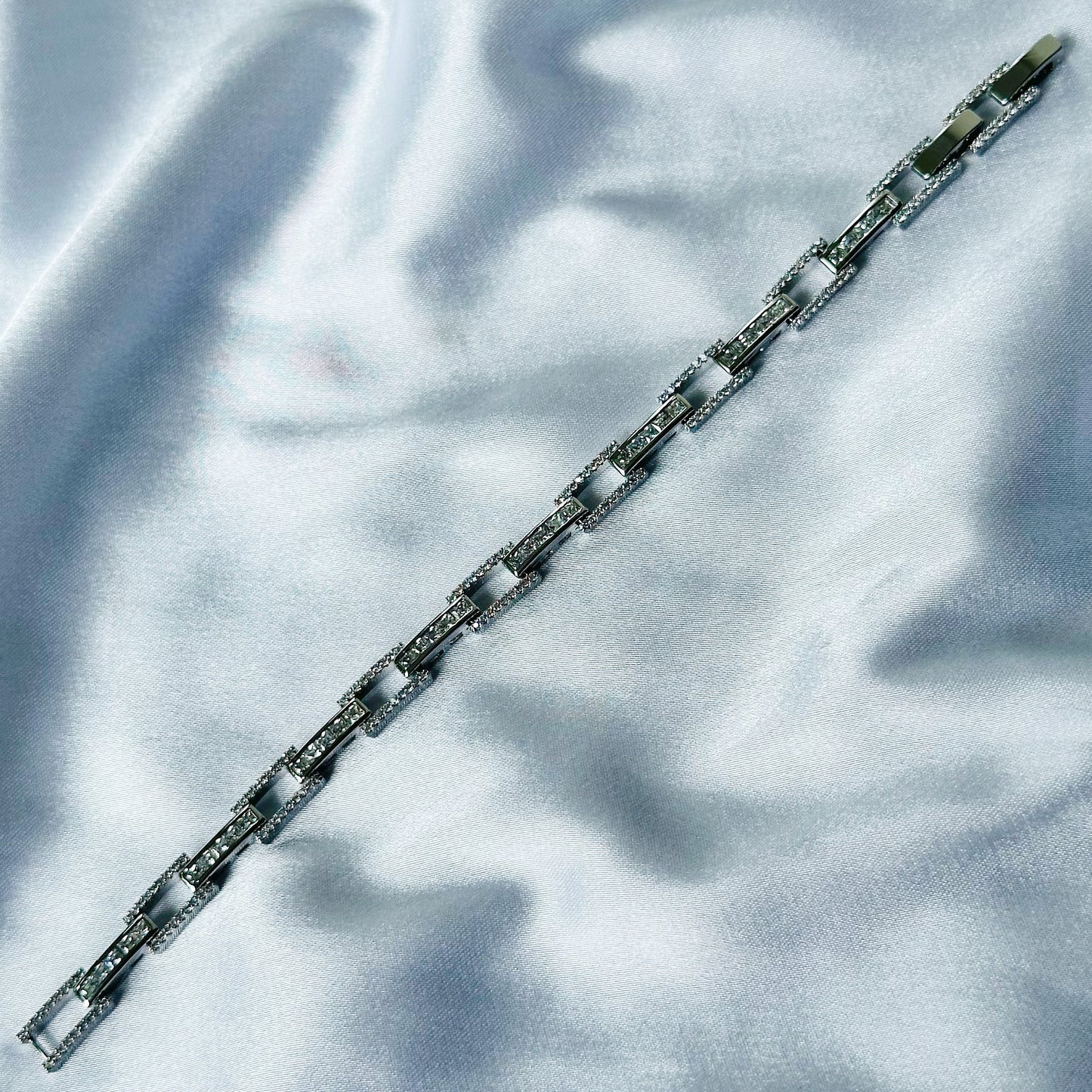 American Diamond Silver Plated Tennis Chain Bracelet