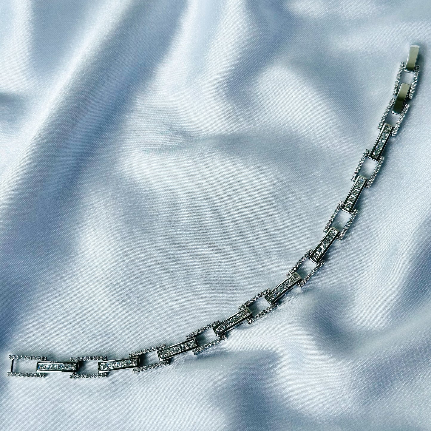American Diamond Silver Plated Tennis Chain Bracelet