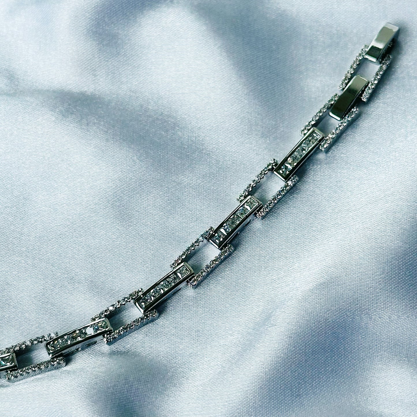 American Diamond Silver Plated Tennis Chain Bracelet