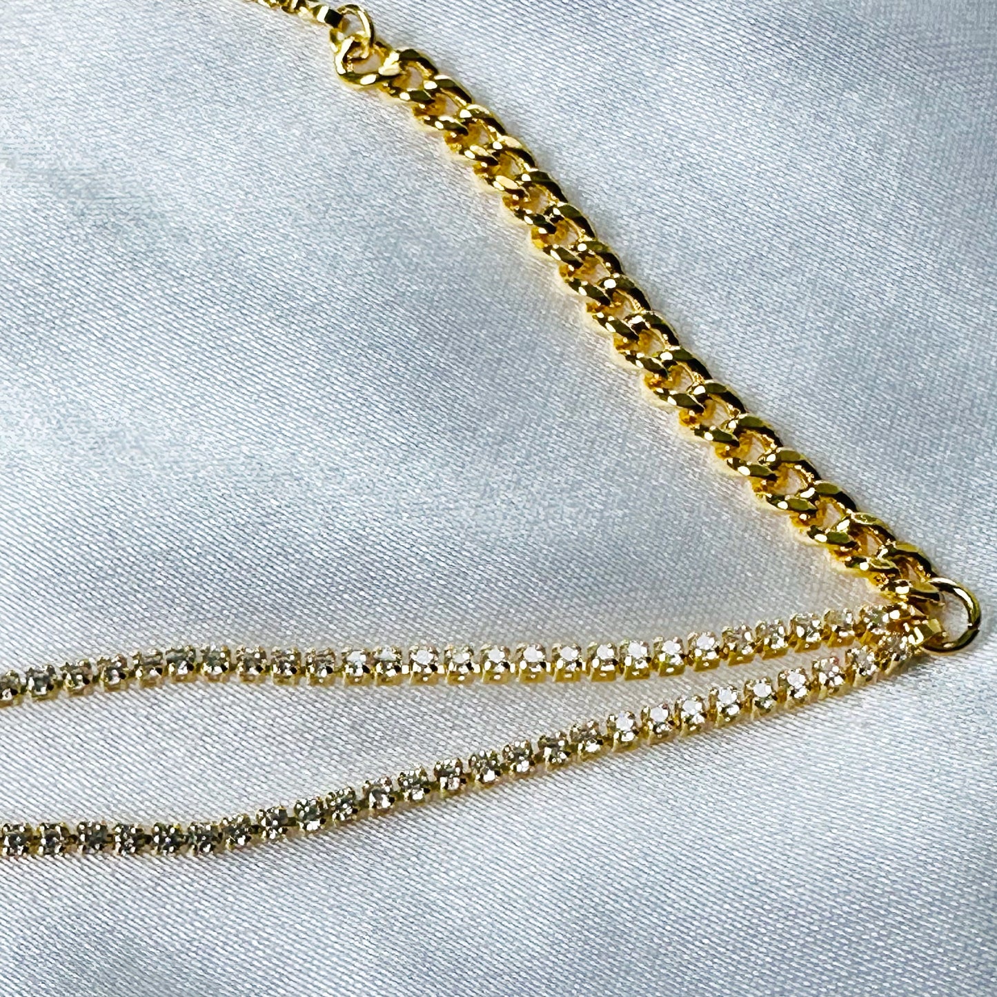 American Diamond Gold Plated Adjustable Chain Bracelet