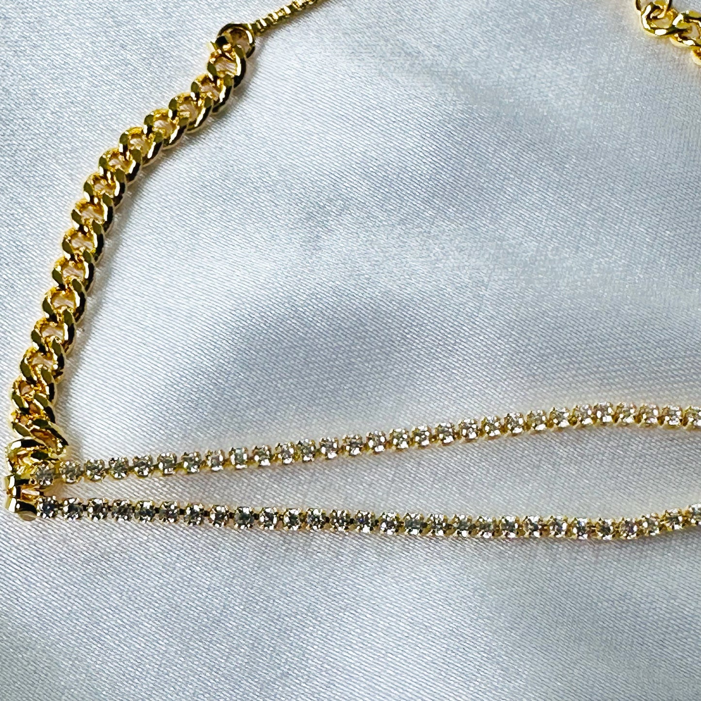 American Diamond Gold Plated Adjustable Chain Bracelet
