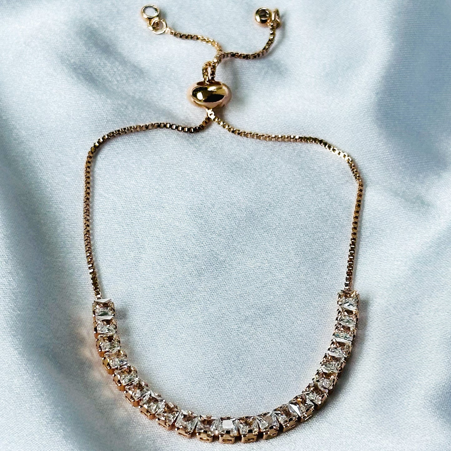American Diamond Rose Gold Plated Tennis Chain Bracelet