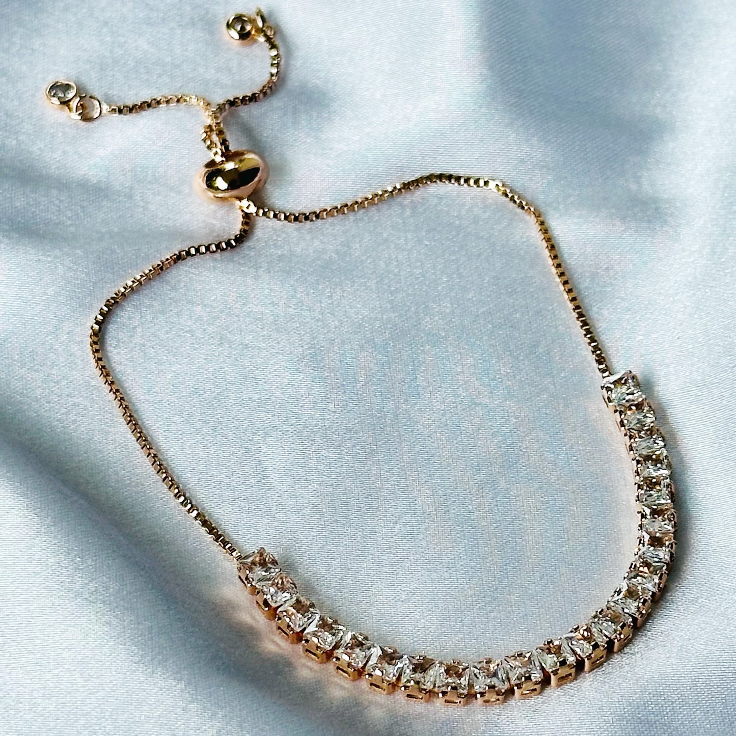 American Diamond Rose Gold Plated Tennis Chain Bracelet
