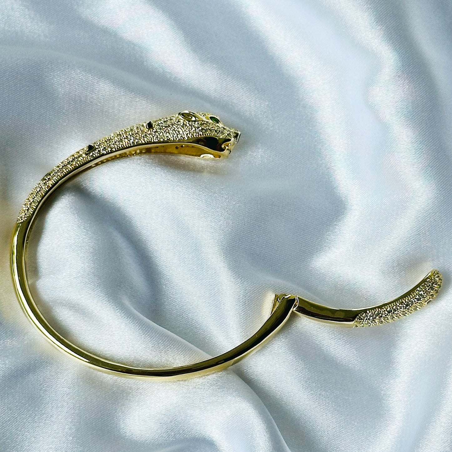 Jaguar Design Cubic Zirconia American Diamond Gold Plated Bangle Bracelet