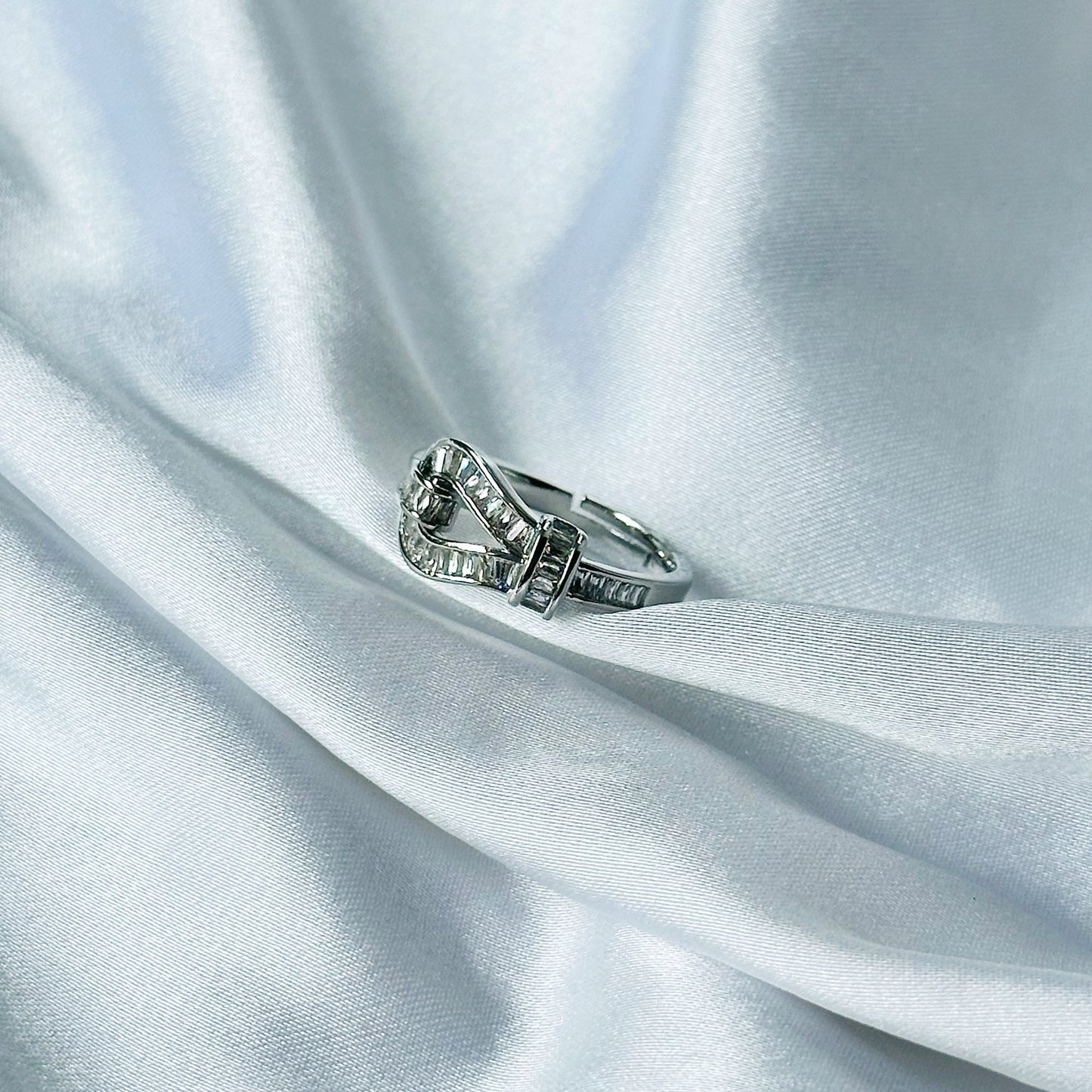 American Diamond Silver Plated Adjustable Ring