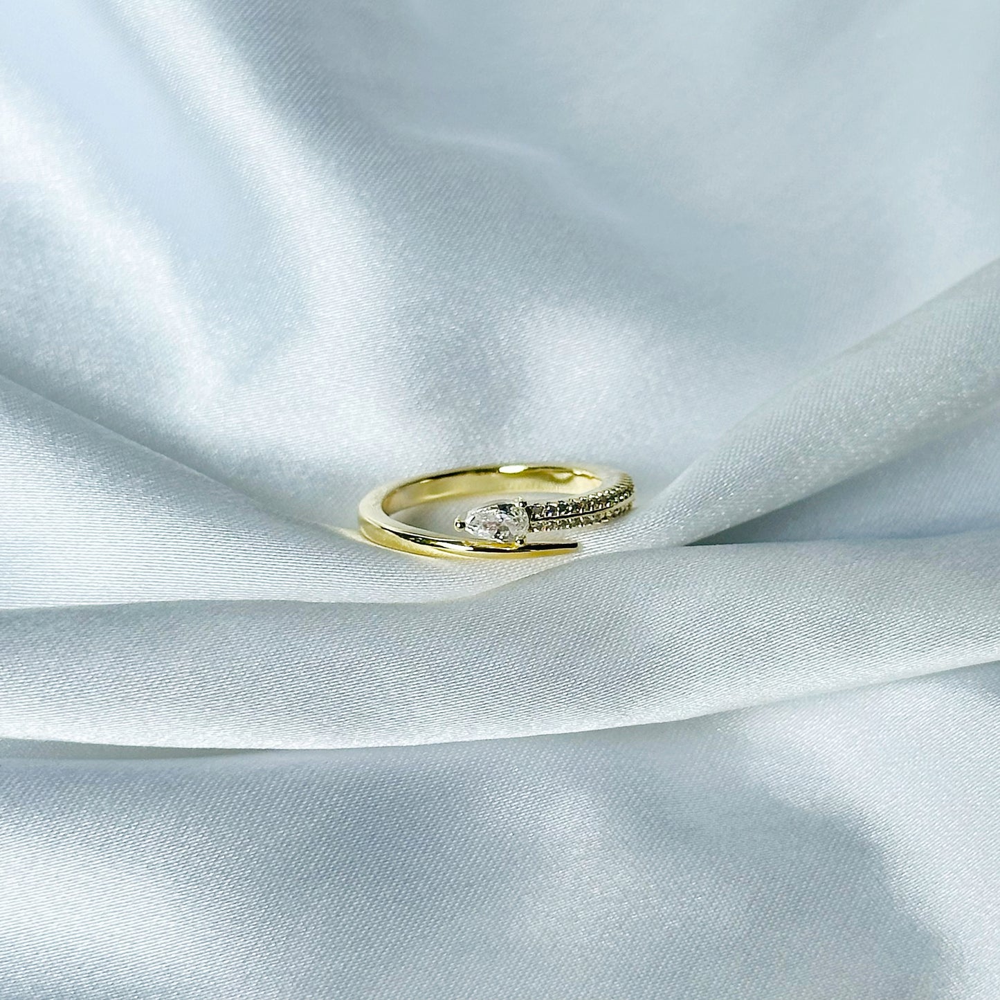 American Diamond Gold Plated Adjustable Ring