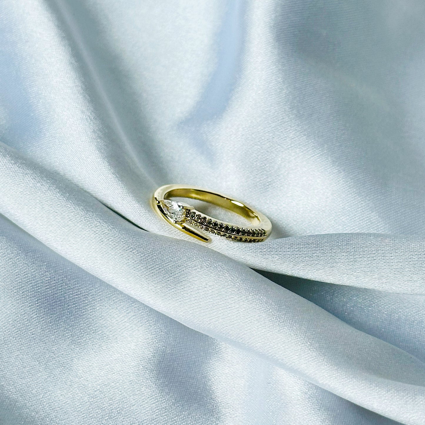 American Diamond Gold Plated Adjustable Ring