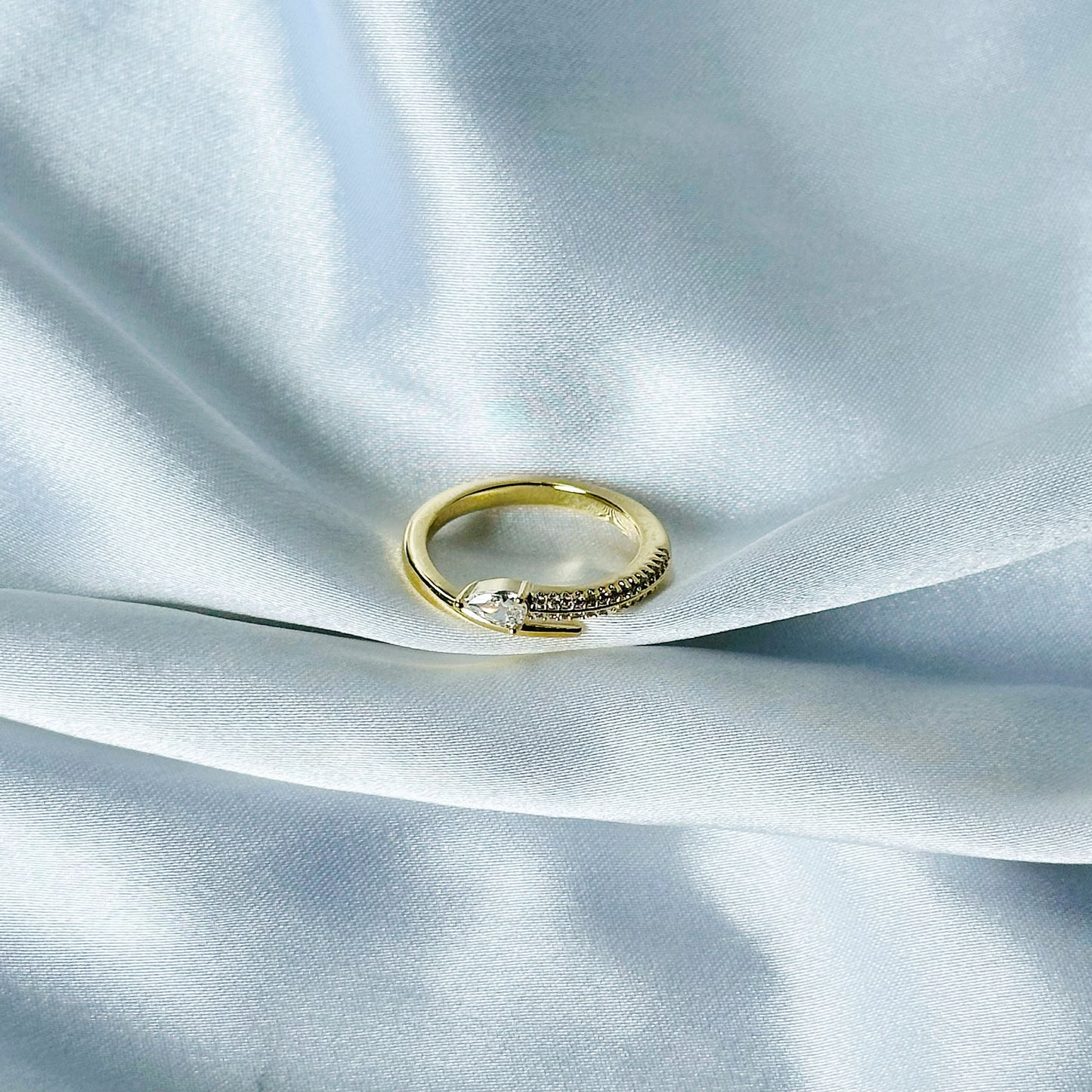 American Diamond Gold Plated Adjustable Ring
