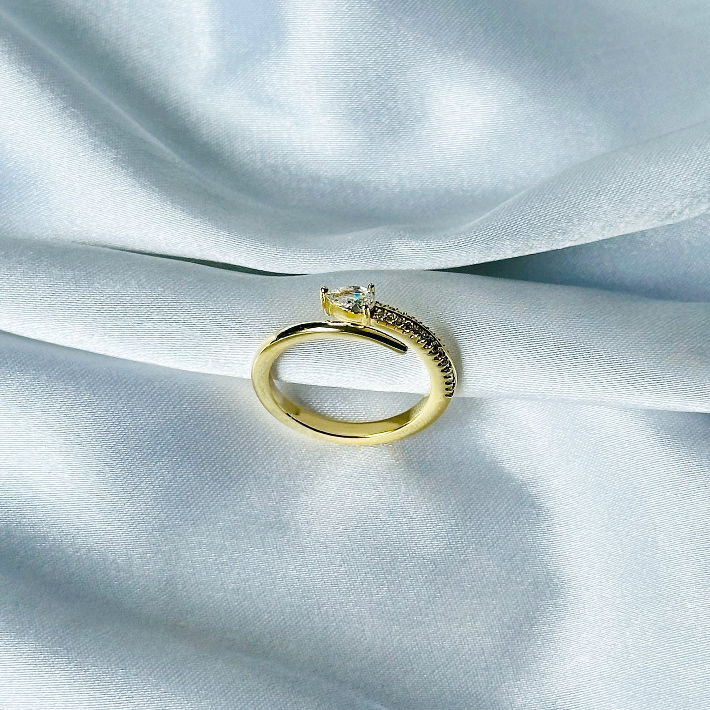 American Diamond Gold Plated Adjustable Ring