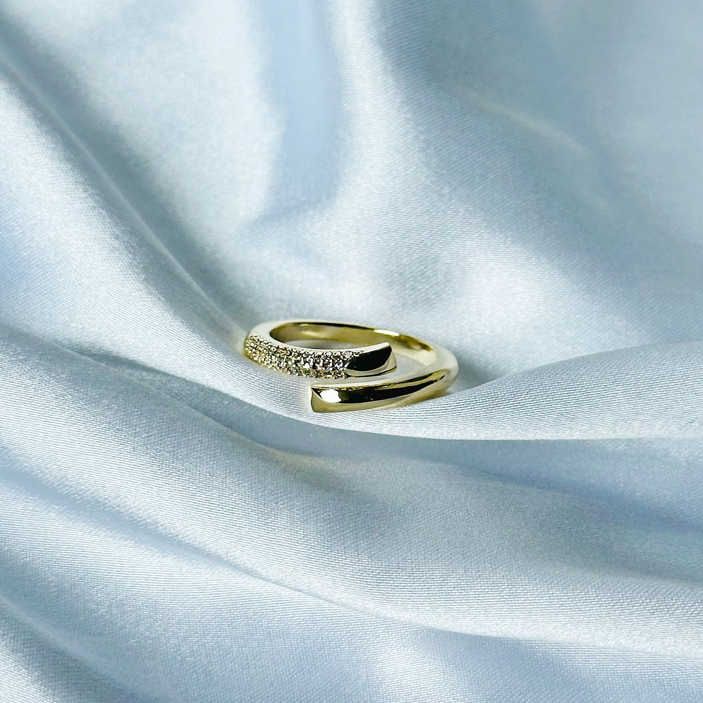 American Diamond Gold Plated Adjustable Ring