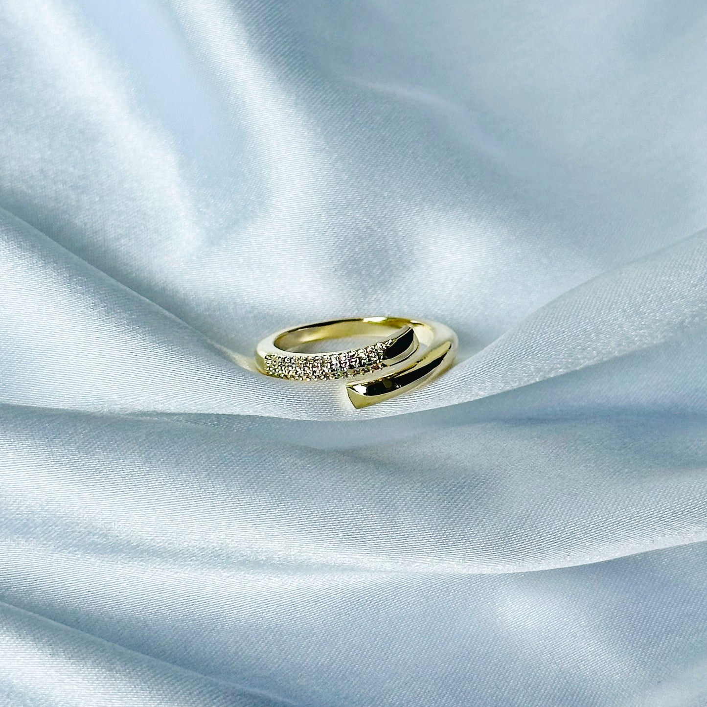 American Diamond Gold Plated Adjustable Ring