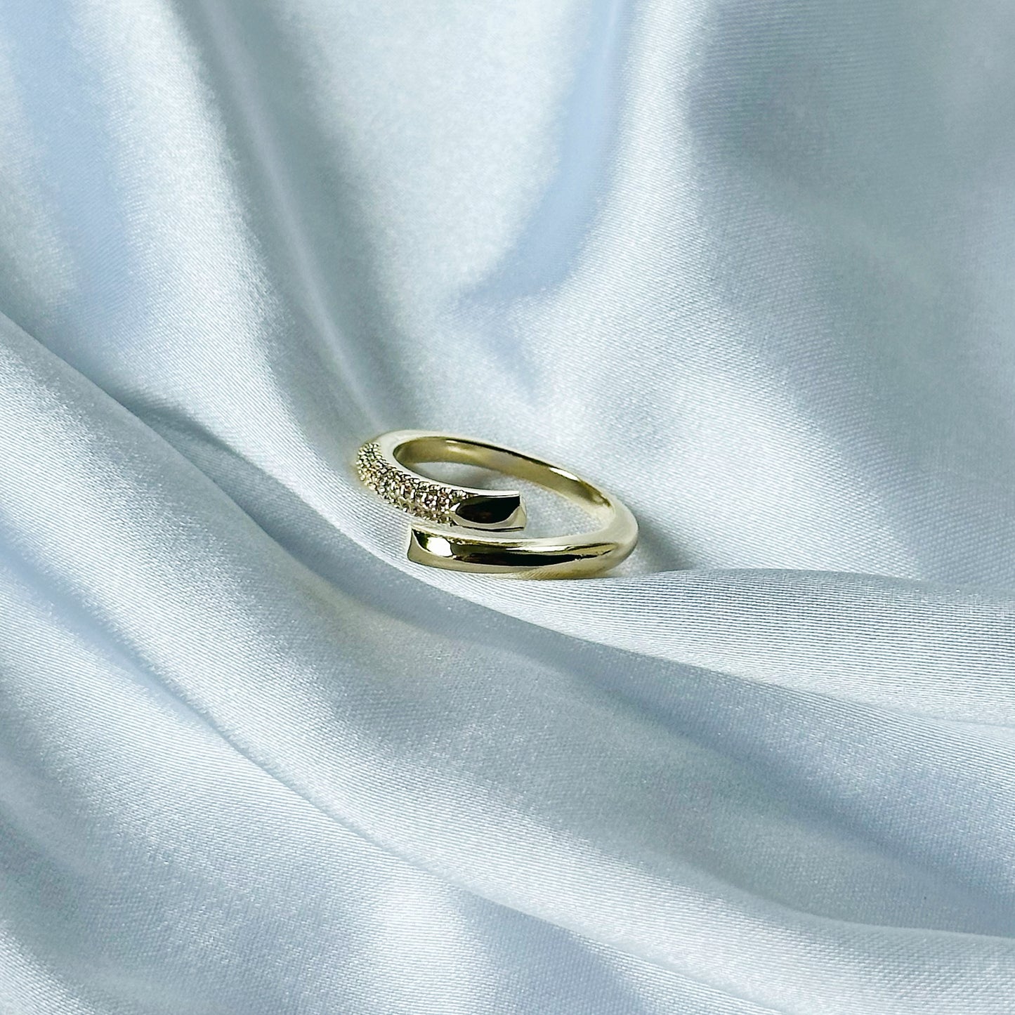 American Diamond Gold Plated Adjustable Ring