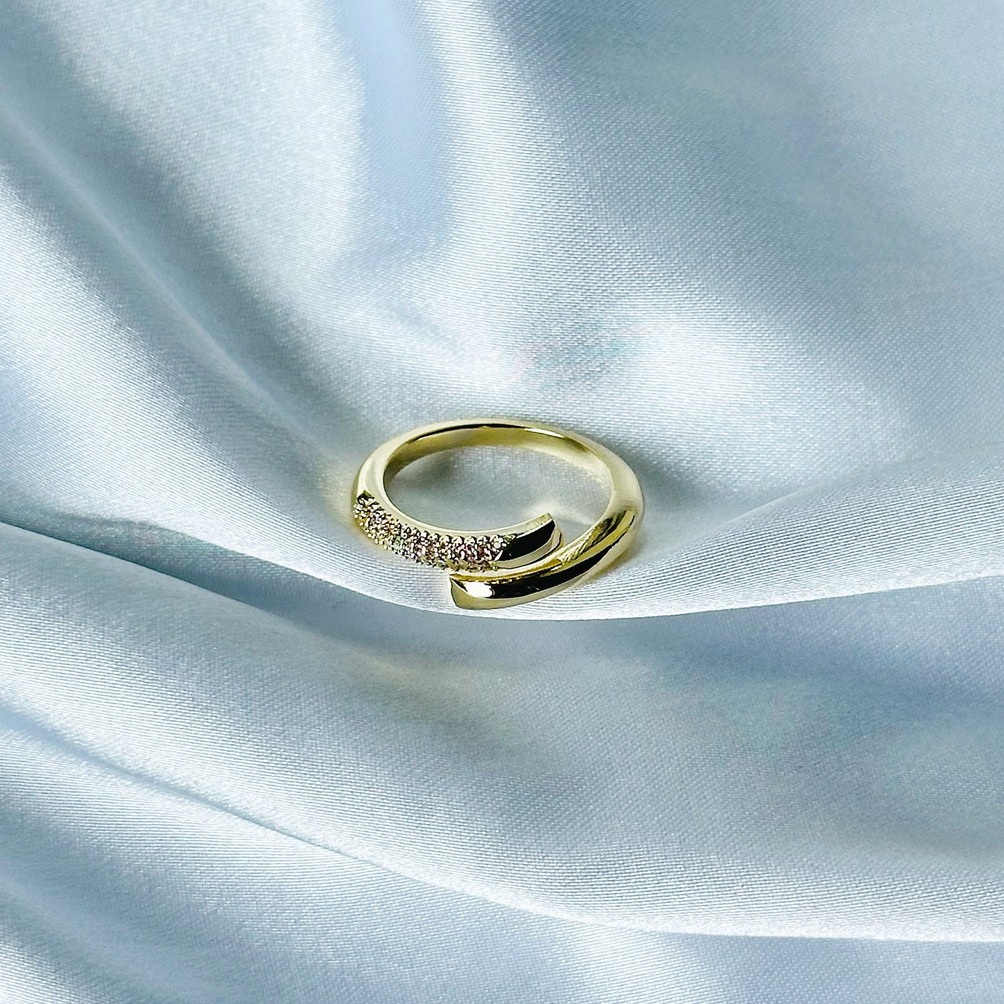 American Diamond Gold Plated Adjustable Ring