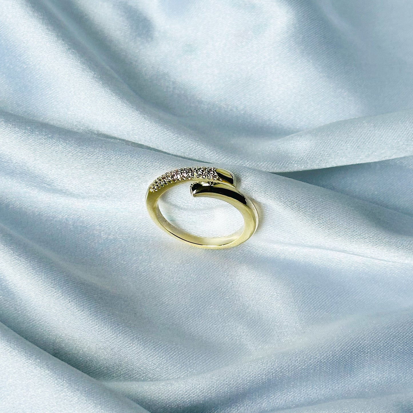 American Diamond Gold Plated Adjustable Ring