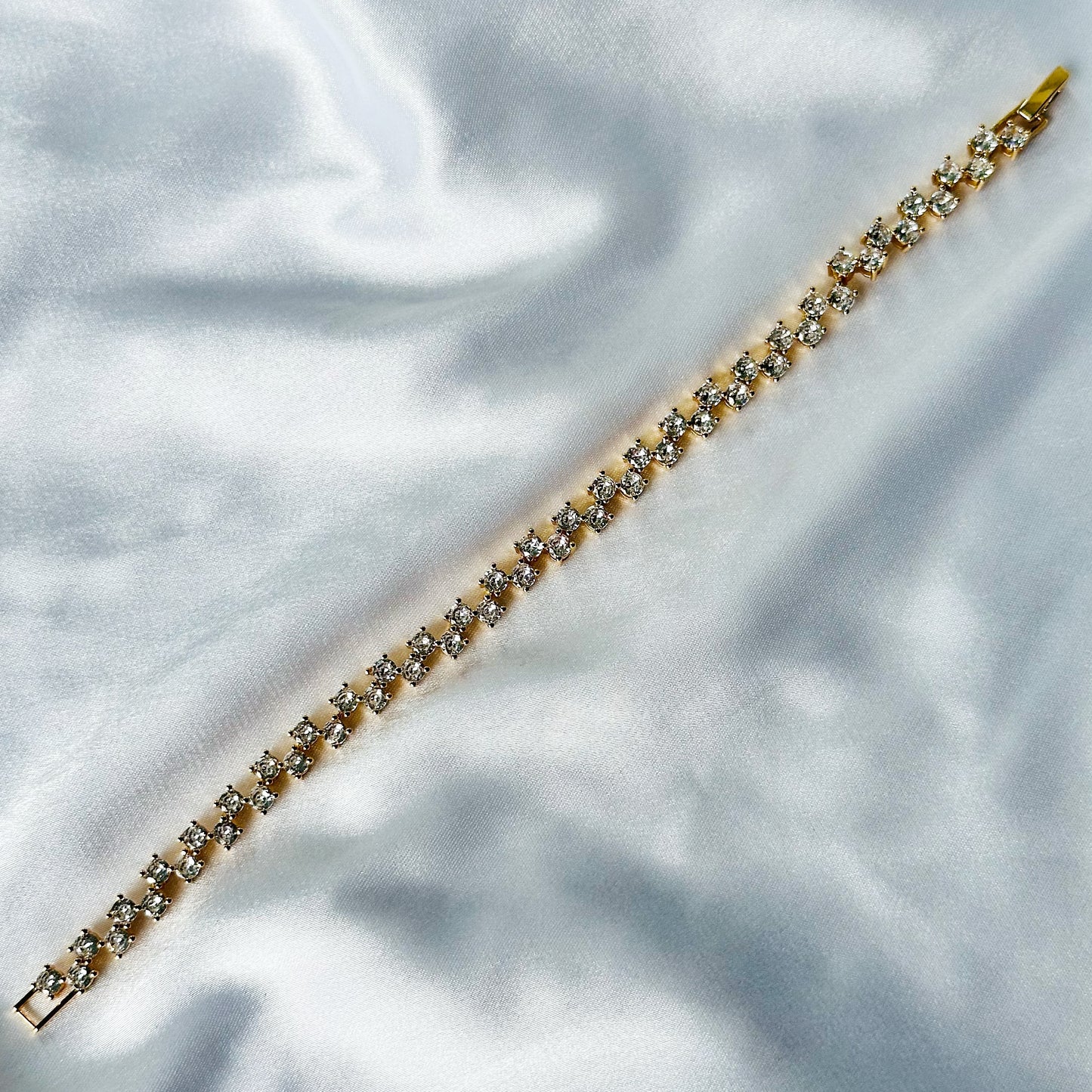 American Diamond Gold Plated Chain Bracelet