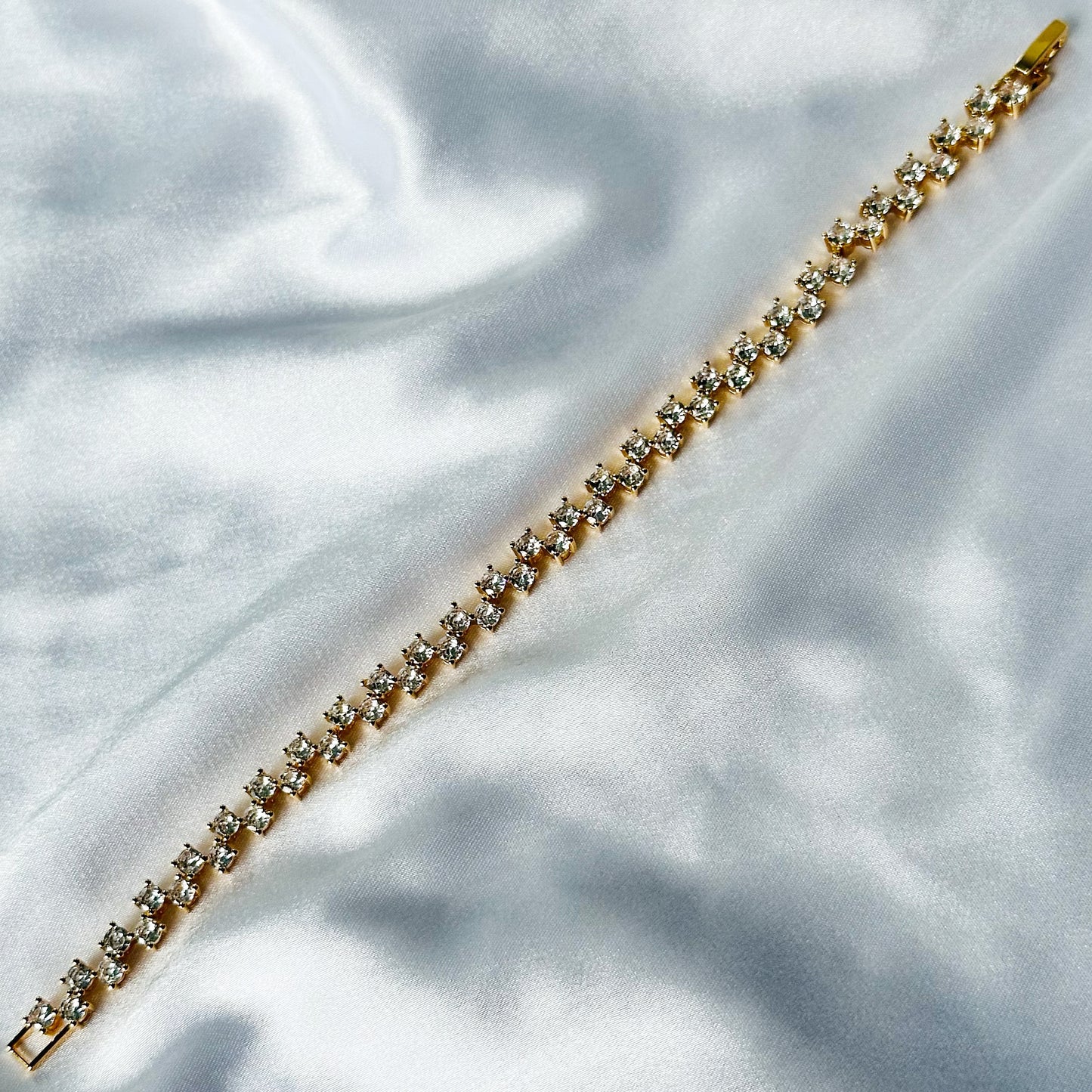 American Diamond Gold Plated Chain Bracelet