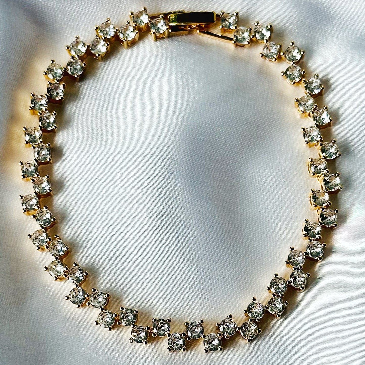 American Diamond Gold Plated Chain Bracelet