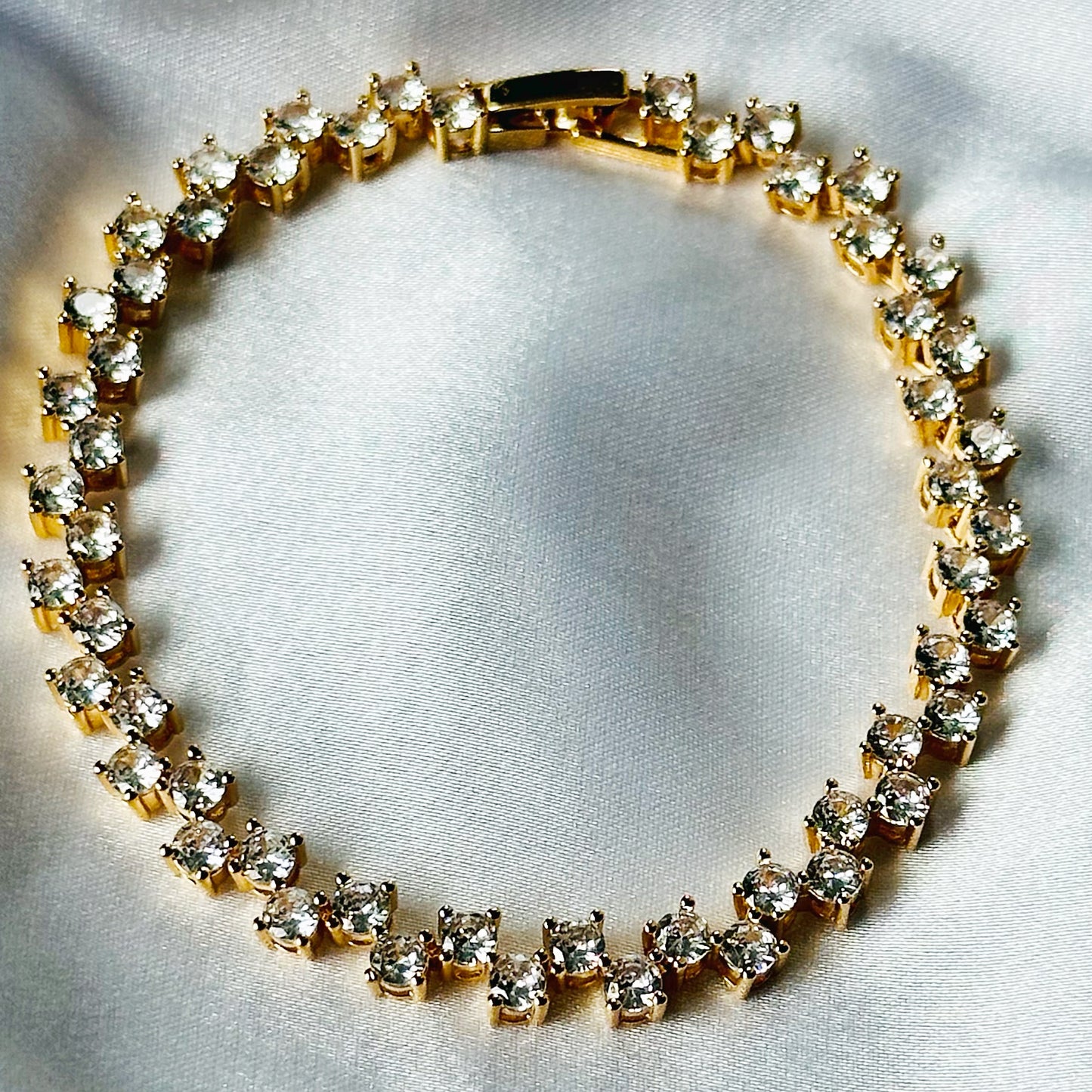 American Diamond Gold Plated Chain Bracelet