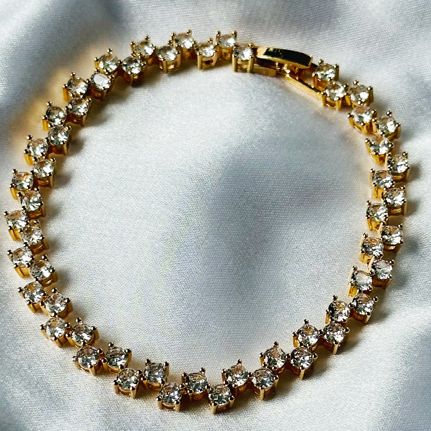 American Diamond Gold Plated Chain Bracelet