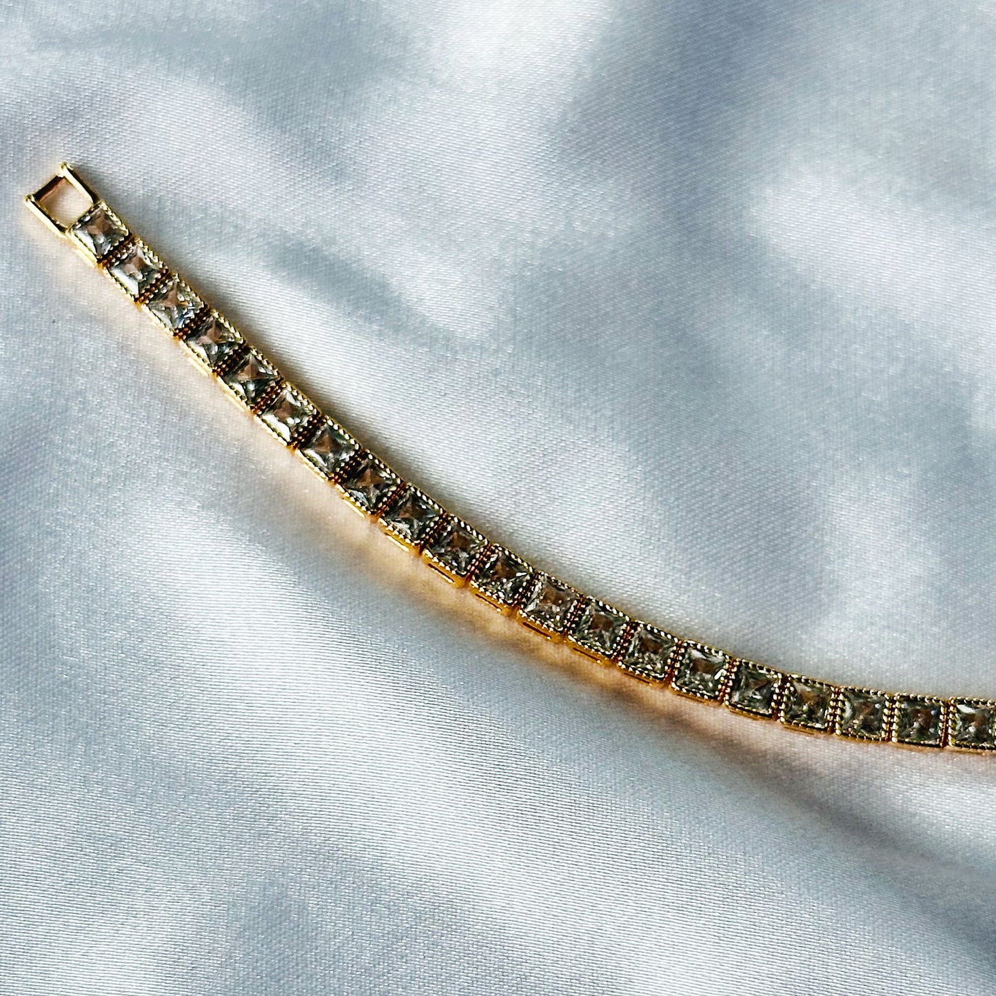 American Diamond Gold Plated Chain Bracelet