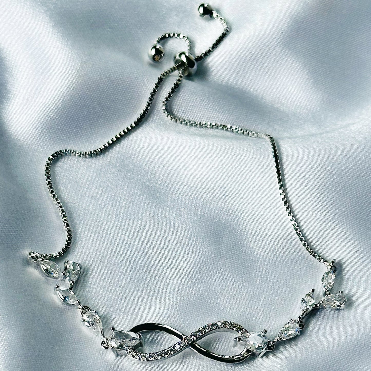 Infinity Design American Diamond Silver Plated Lock Bracelet