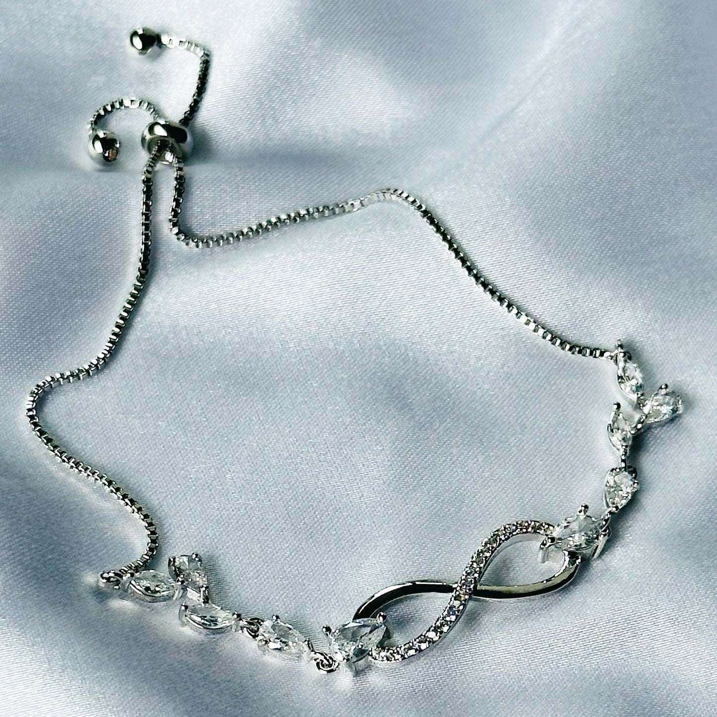 Infinity Design American Diamond Silver Plated Lock Bracelet