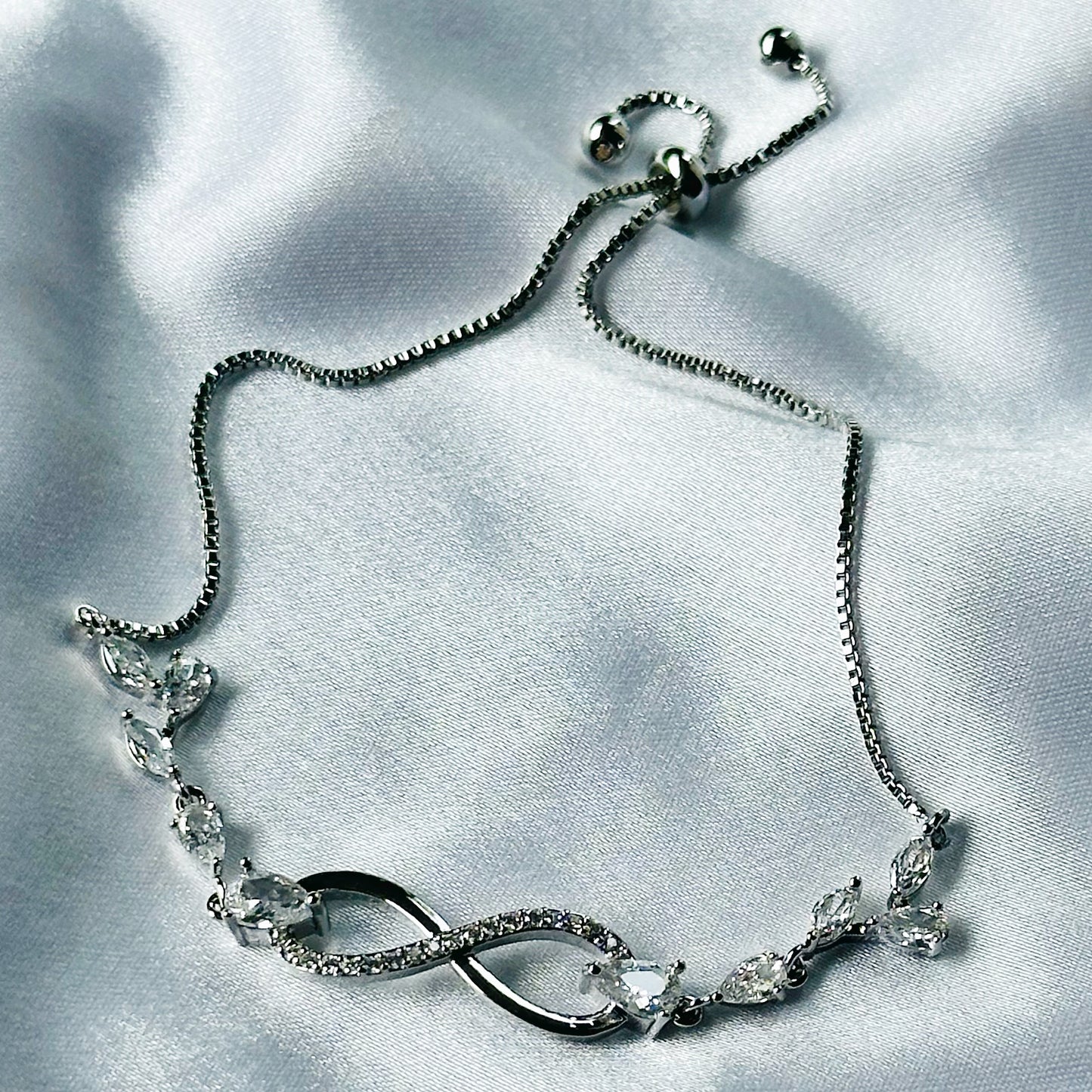 Infinity Design American Diamond Silver Plated Lock Bracelet
