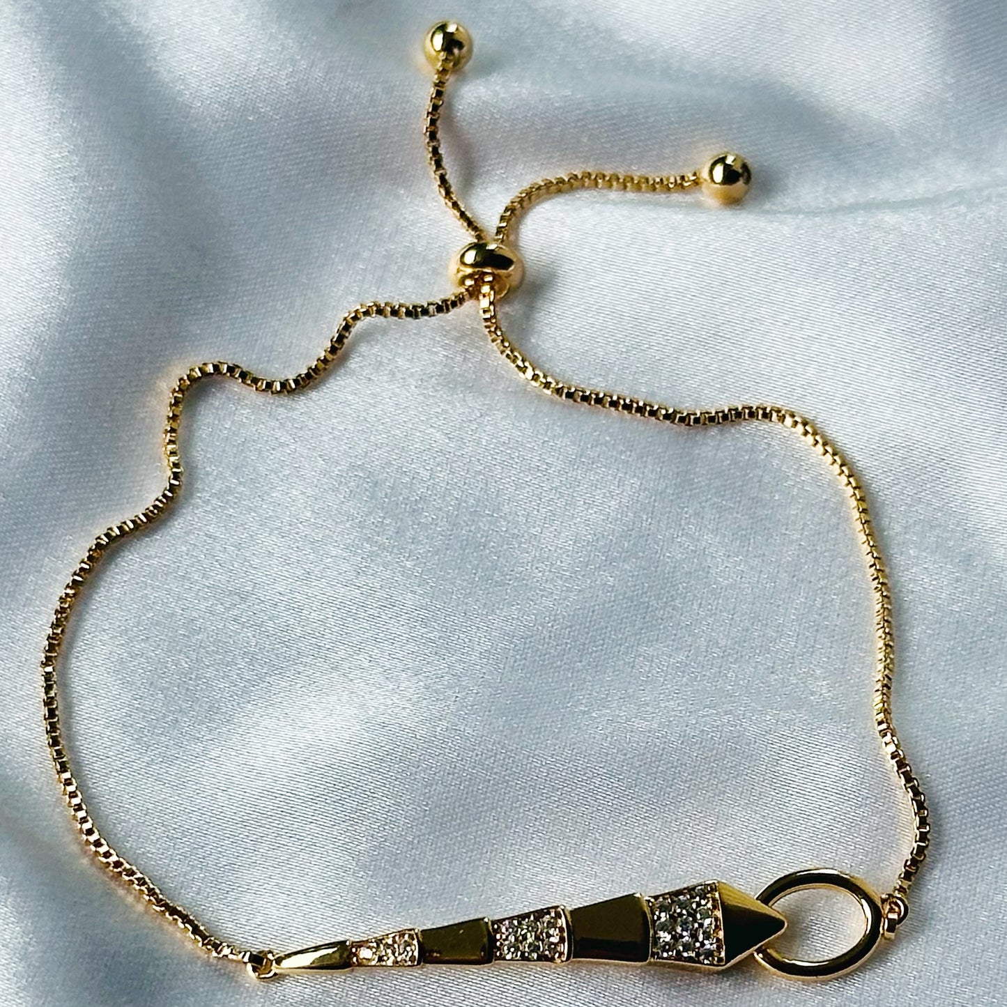 Snake Design American Diamond Gold Plated Chain Lock Bracelet