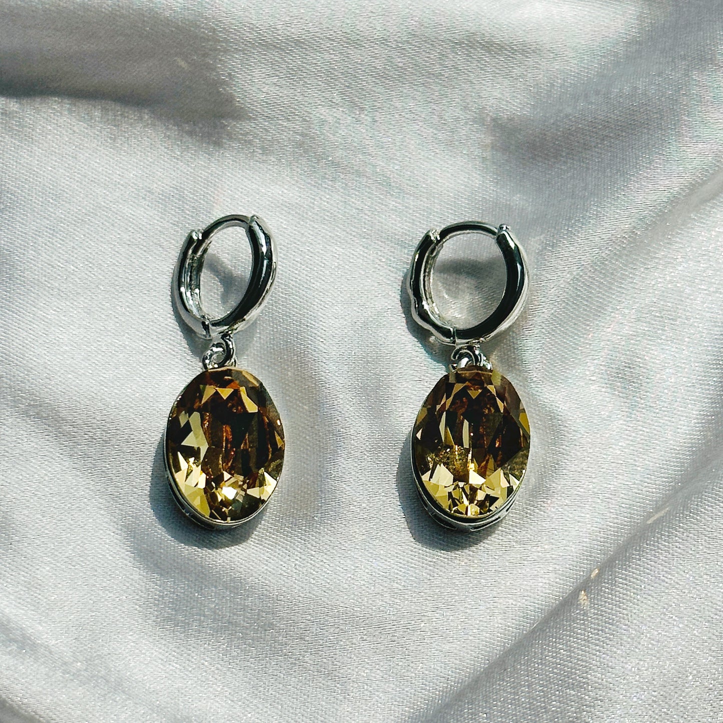 Light Colorado Topaz Swarovski Crystal Silver Plated Pendant Set