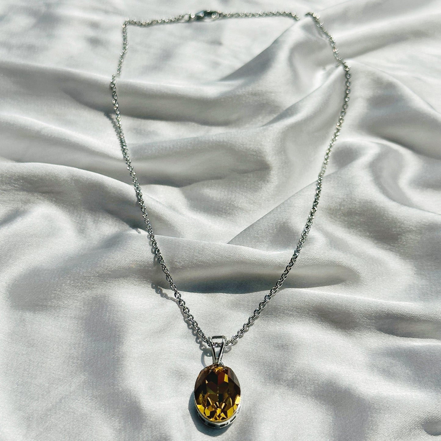 Light Colorado Topaz Swarovski Crystal Silver Plated Pendant Set