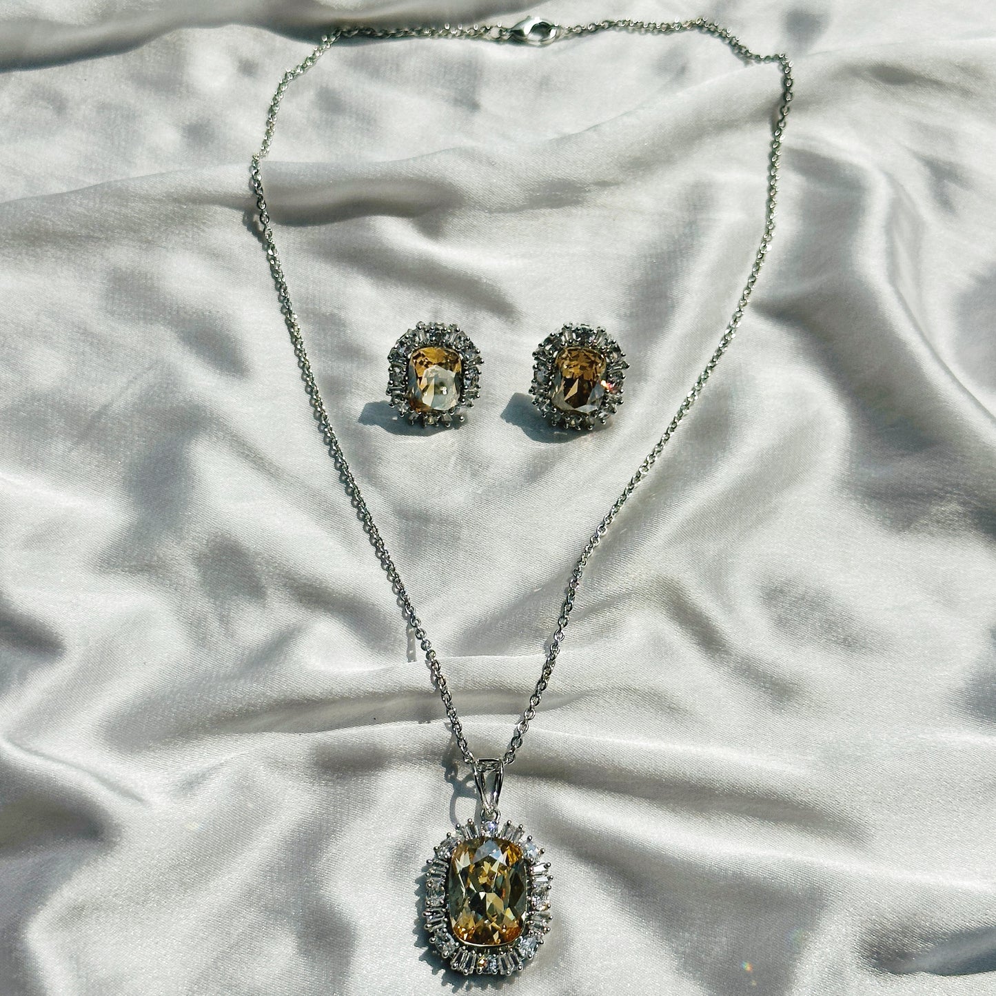 Jonquil Swarovski Crystal Silver Plated Pendant Set