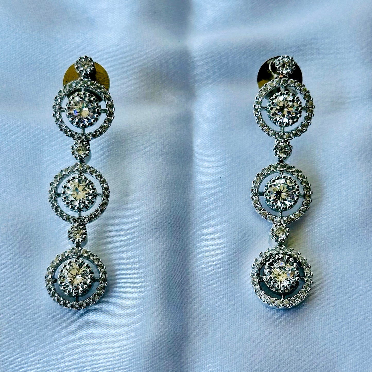 Solitaire Cubic Zircon American Diamond Silver Plated Necklace Set